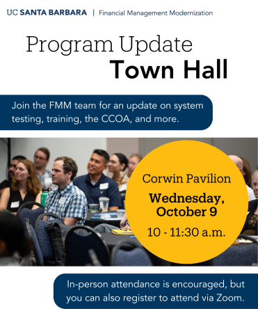 Flyer advertising the FMM town hall on 10/9